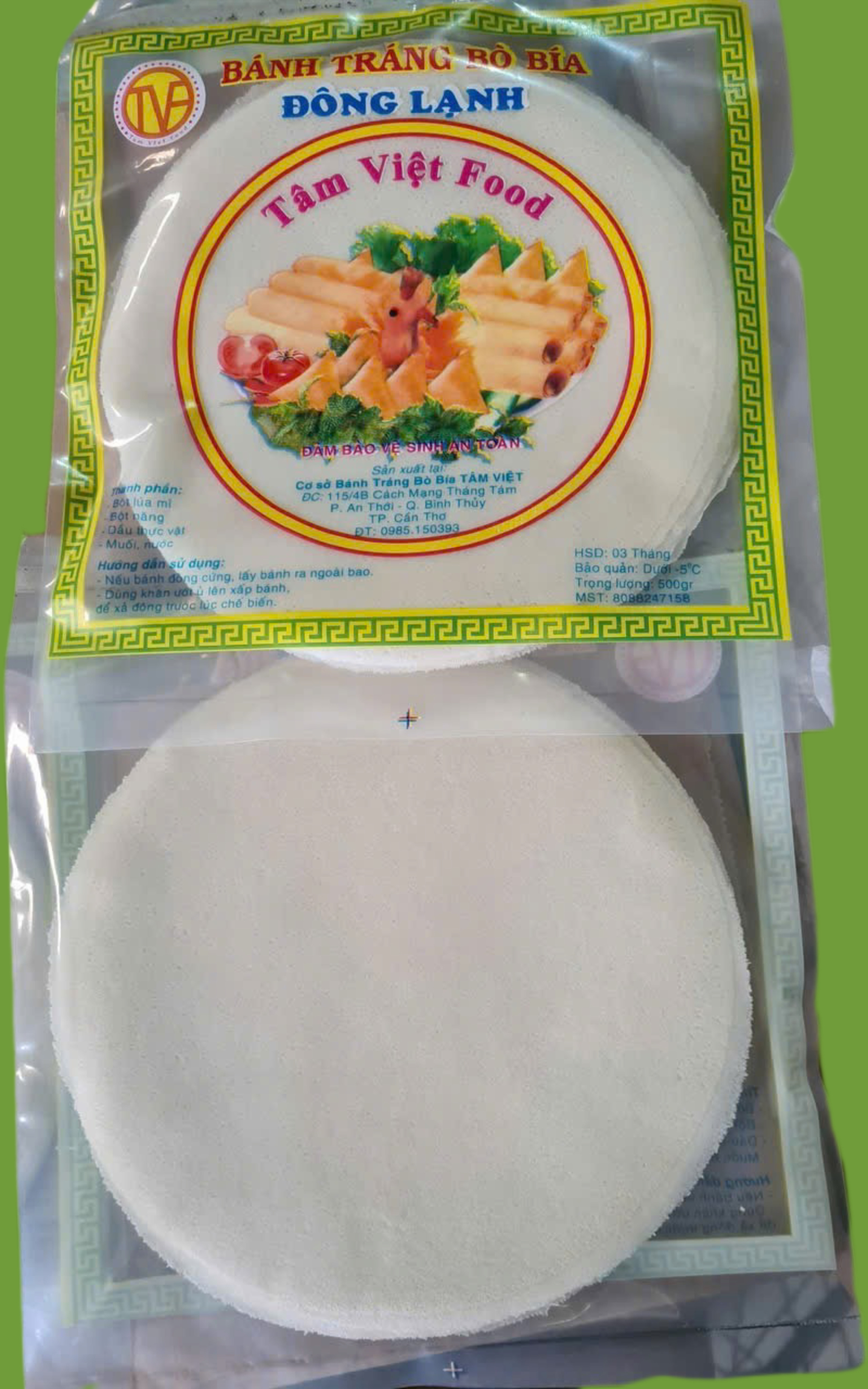 Bánh tráng bò bía đông lạnh